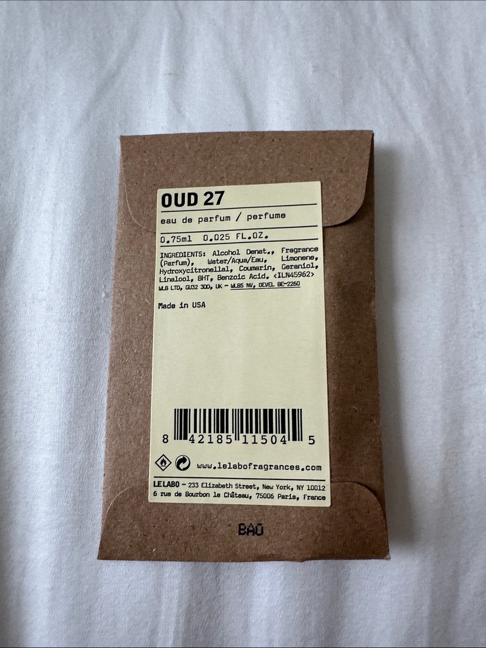 Le Labo Oud 27 Sample Vial
